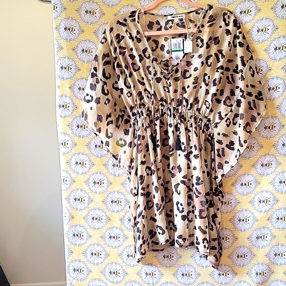 NWT, Miken Swim Cover-up, Large, Cheetah print